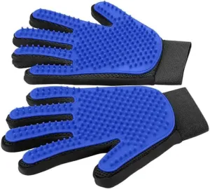 Upgrade Efficient, 1Pair Blue Gloves Pet Grooming Gloves Cat Brushes for Gentle Shedding & Efficient Pets Hair Remover Mittens & Dog Washing Gloves for Long and Short Hai cat Hair Brush & cat Hair