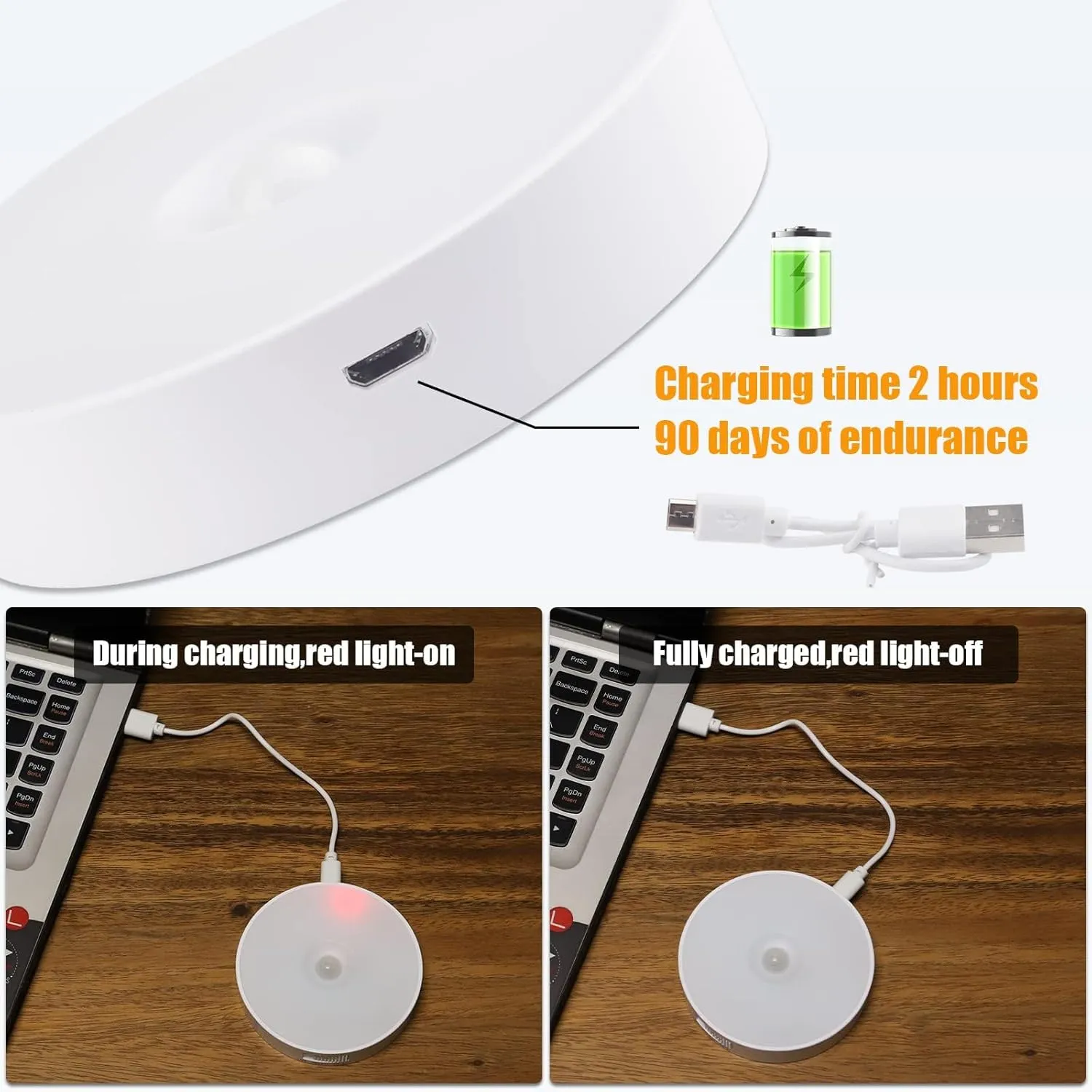 Upgraded Motion Sensor Light, 8 LEDs, 3 Pack Rechargeable, 120 Detection, 3 Modes - Closet, Bedroom, Stair, Hallway Light - 6000K Cold White