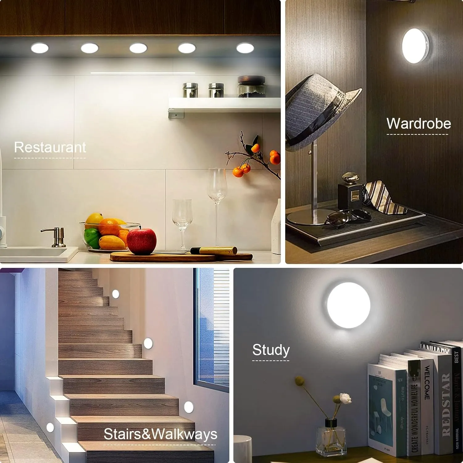 Upgraded Motion Sensor Light, 8 LEDs, 3 Pack Rechargeable, 120 Detection, 3 Modes - Closet, Bedroom, Stair, Hallway Light - 6000K Cold White