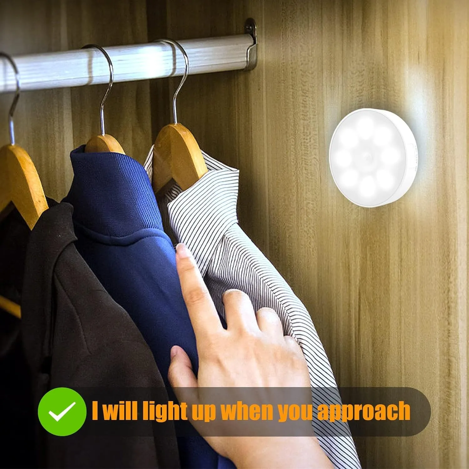 Upgraded Motion Sensor Light, 8 LEDs, 3 Pack Rechargeable, 120 Detection, 3 Modes - Closet, Bedroom, Stair, Hallway Light - 6000K Cold White