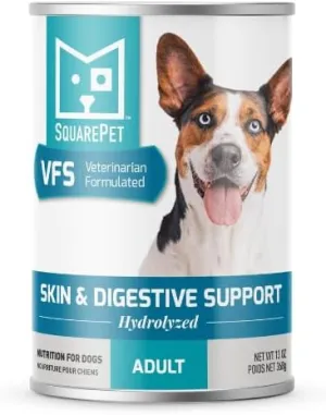 VFS Skin & Digestive Support Dog Food, Hydrolyzed Protein, Omega 3 & 6, 13oz Can, Case of 12 - Ideal for Food Sensitivities