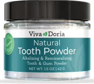 Viva Doria Natural Tooth Powder | Remineralizing Tooth Powder | Natural Teeth Whitening Powder | Toothpaste Power | Breath Freshener | Refreshing Mint Flavor | 1.5 Oz Glass Jar