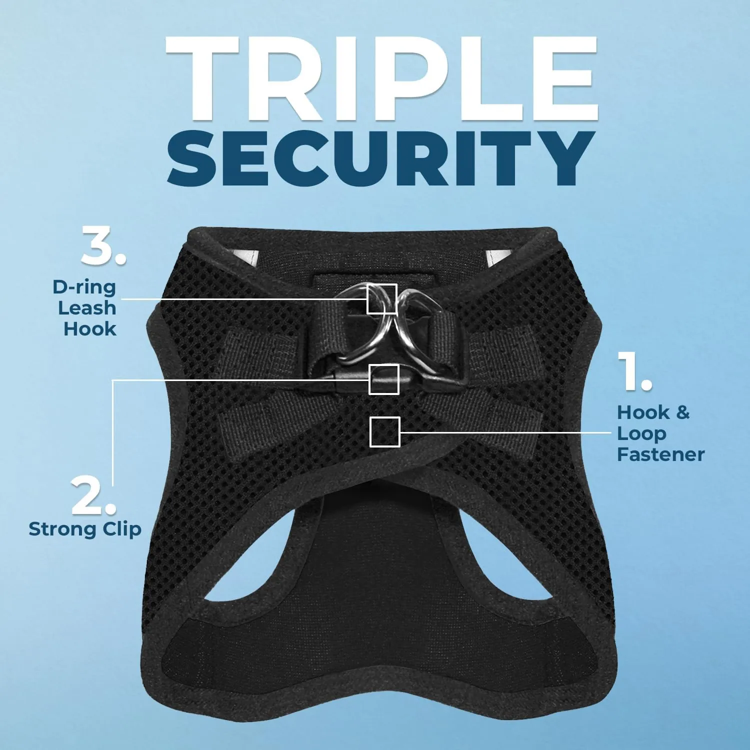 Voyager Step-In Air Dog Harness - All Weather Mesh, Reflective, No Pull Harness for Small, Medium Dogs, Cats - Secure with Hook & Loop Fastener, Buckle, Double D-Rings - Black/Black Trim, M