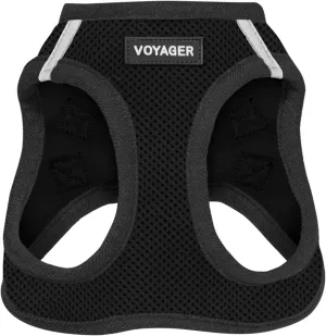 Voyager Step-In Air Dog Harness - All Weather Mesh, Reflective, No Pull Harness for Small, Medium Dogs, Cats - Secure with Hook & Loop Fastener, Buckle, Double D-Rings - Black/Black Trim, M