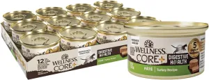 Wellness CORE  Digestive Health Pate Adult Wet Cat Food, Natural, Protein-Rich, Grain Free, 3 Ounce, 12 Pack (Turkey)