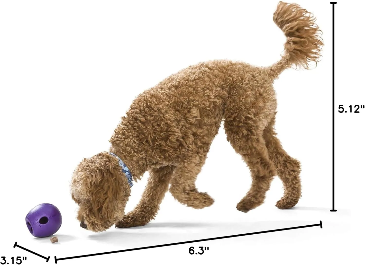 West Paw Zogoflex Rumbl Treat-Dispensing Dog Toy  Interactive Slow-Feeder Chew Toys for Dogs  Dog Enrichment Toy  Dog Toy for Moderate Chewers, Fetch, Catch  Holds Kibble, Treats (Eggplant, Small)