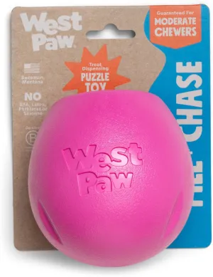 WEST PAW Zogoflex Rumbl Treat-Dispensing Dog Toy  Interactive Slow-Feeder Chew Toys for Dogs  Dog Enrichment Toy  Dog Toy for Moderate Chewers, Fetch, Catch  Holds Kibble, Treats (Hot Pink, Small)