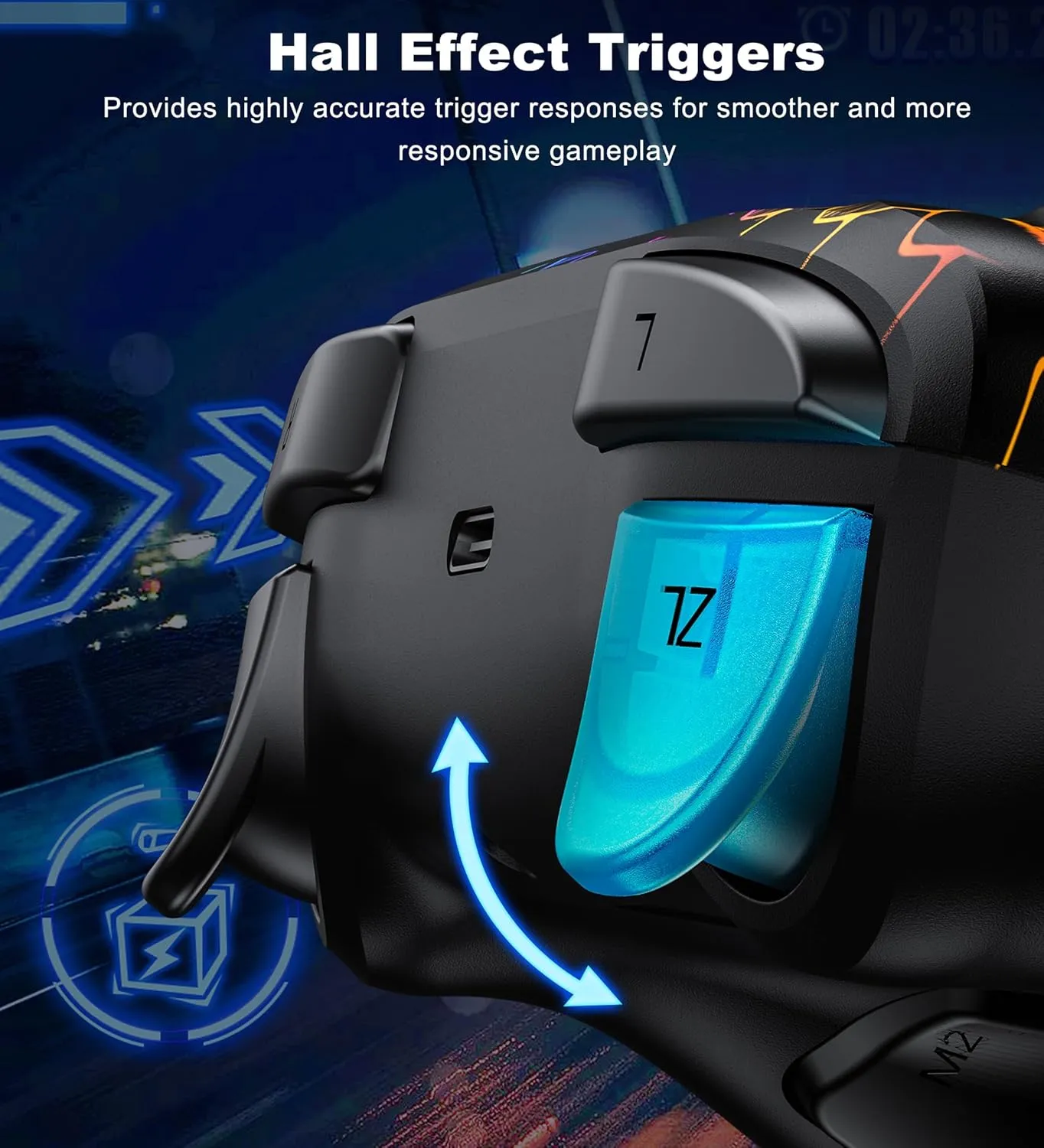 Wireless PC Controller, Bluetooth Controller, with Hall Effect Joysticks & Triggers, No Dead Zone, No Stick Drift, Controller for PC, Switch, iOS and Android, Cool Dynamic Light, 1000mAh Battery
