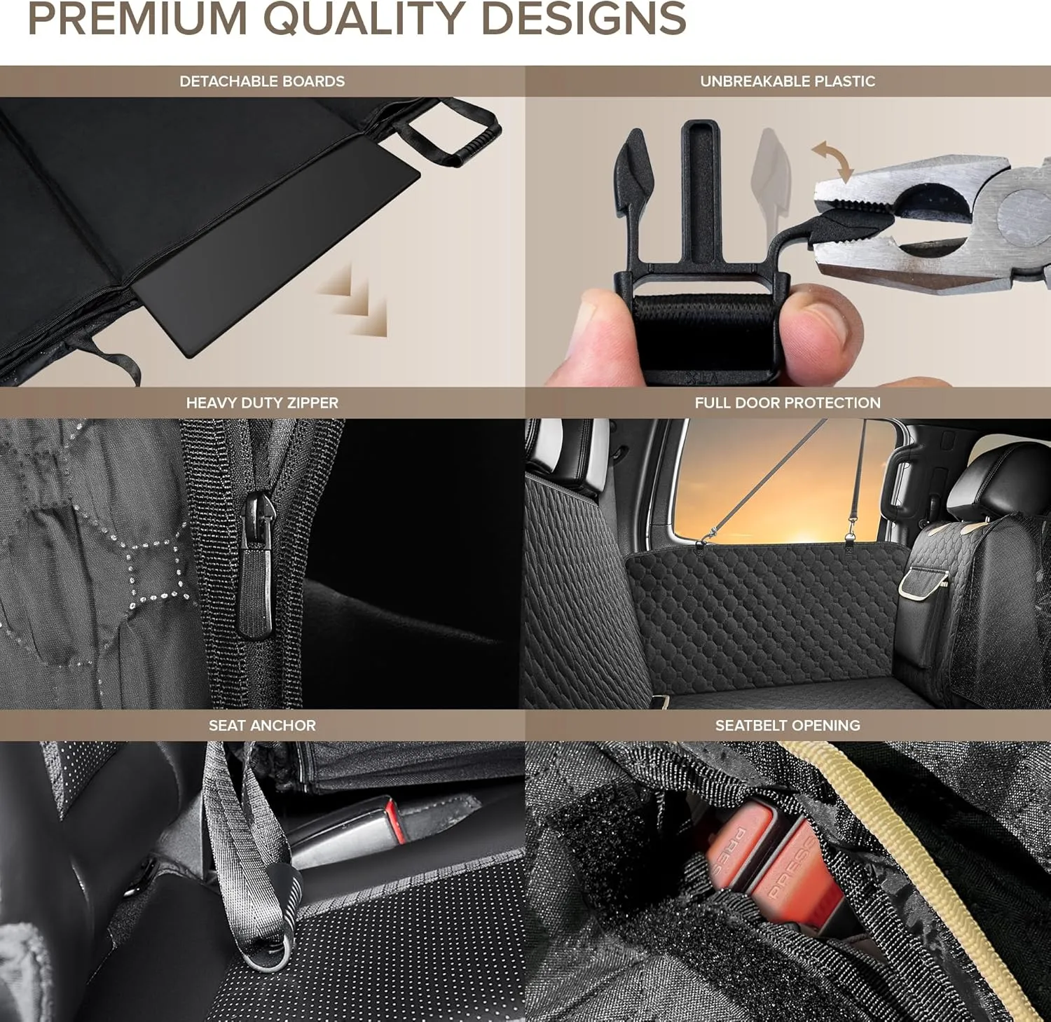 XL Truck Back Seat Extender for Dogs, Hard Bottom Dog Car Seat Cover for Back Seat, Heavy Duty Dog Hammock for Aggressive Chewers, Waterproof Pet Seat Covers for Trucks, F150, Ram1500, Large SUV