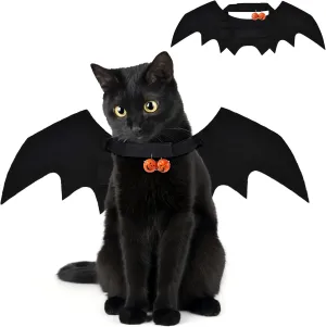 YUJUN Cat Halloween Costume Pets Bat Wing with Pumpkin Shaped Jingle Bells Accessory for Puppy Kitten Halloween Party Costume Supplies