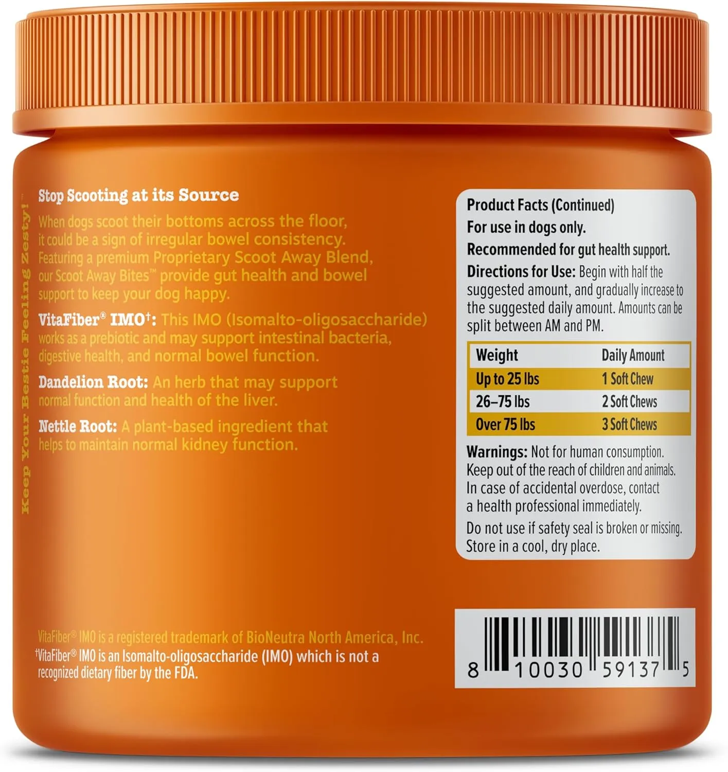 Zesty Paws Scoot Away Soft Chews - Healthy Bowel Function with Bromelain, Vita Fiber for Dogs, & Dandelion Root for Dog Digestive Support and Gut Health - 90 Soft Chews
